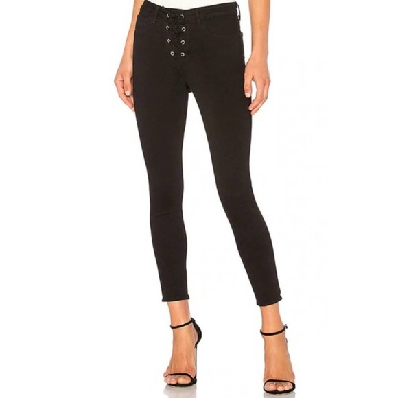 L'Agence Cherie Lace Up High Rise Skinny Jeans